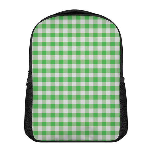 Green And White Gingham Pattern Print Casual Backpack