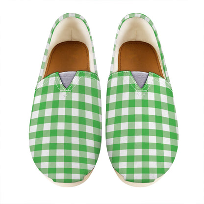 Green And White Gingham Pattern Print Casual Shoes