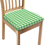 Green And White Gingham Pattern Print Chair Cushion Cover