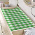 Green And White Gingham Pattern Print Changing Pad Cover