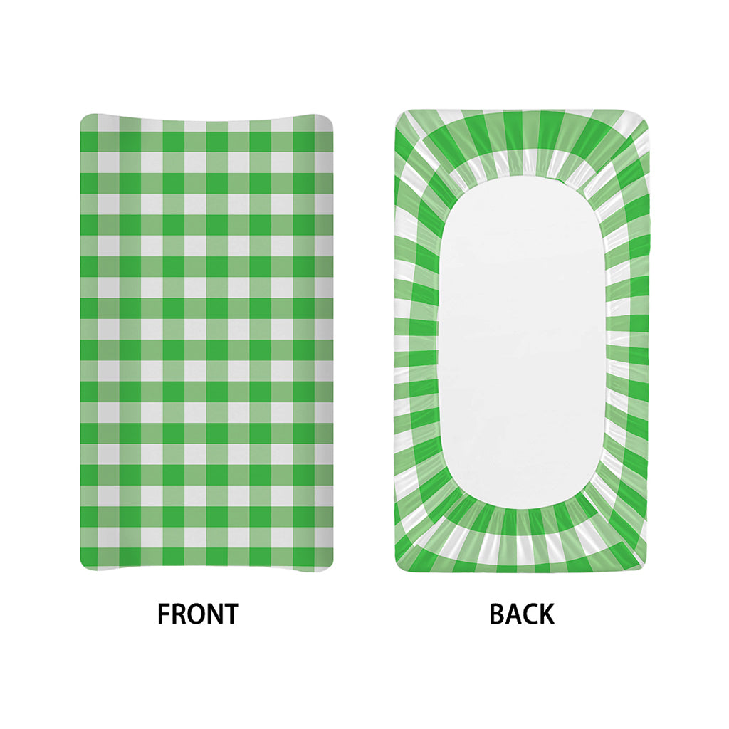 Green And White Gingham Pattern Print Changing Pad Cover