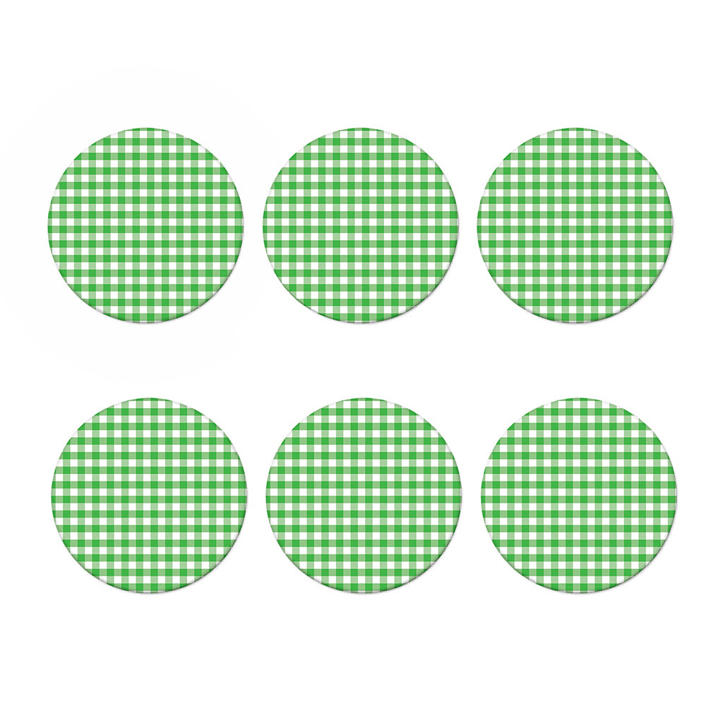 Green And White Gingham Pattern Print Coaster Set