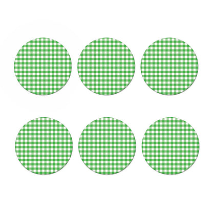 Green And White Gingham Pattern Print Coaster Set