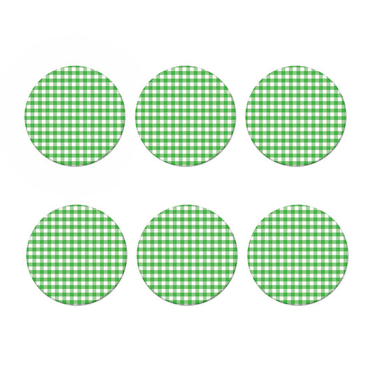 Green And White Gingham Pattern Print Coaster Set