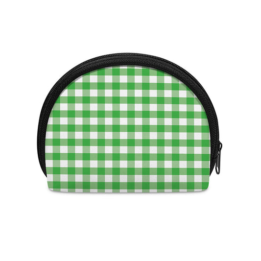 Green And White Gingham Pattern Print Coin Purse