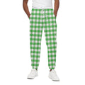 Green And White Gingham Pattern Print Cotton Sweatpants