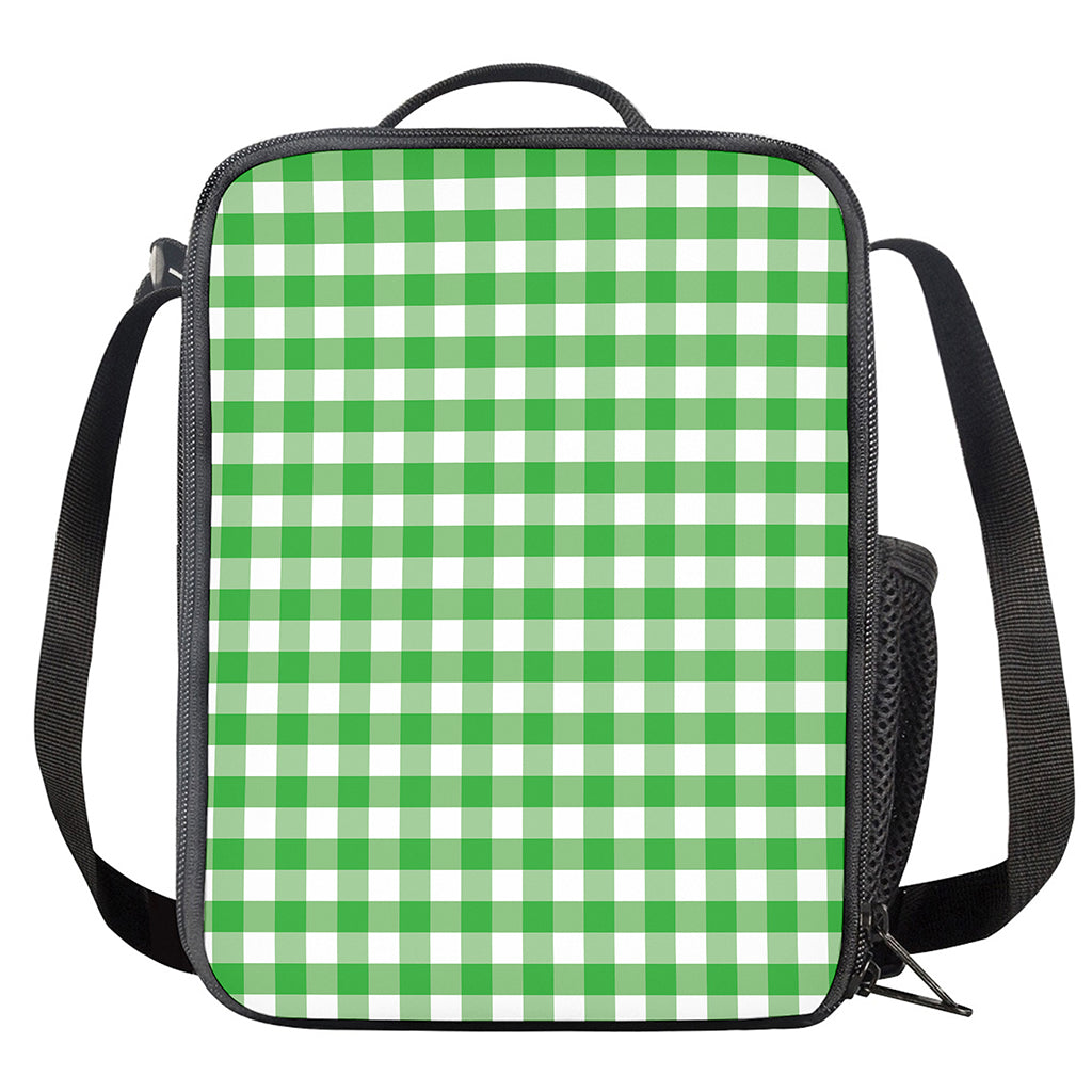Green And White Gingham Pattern Print Crossbody Lunch Bag