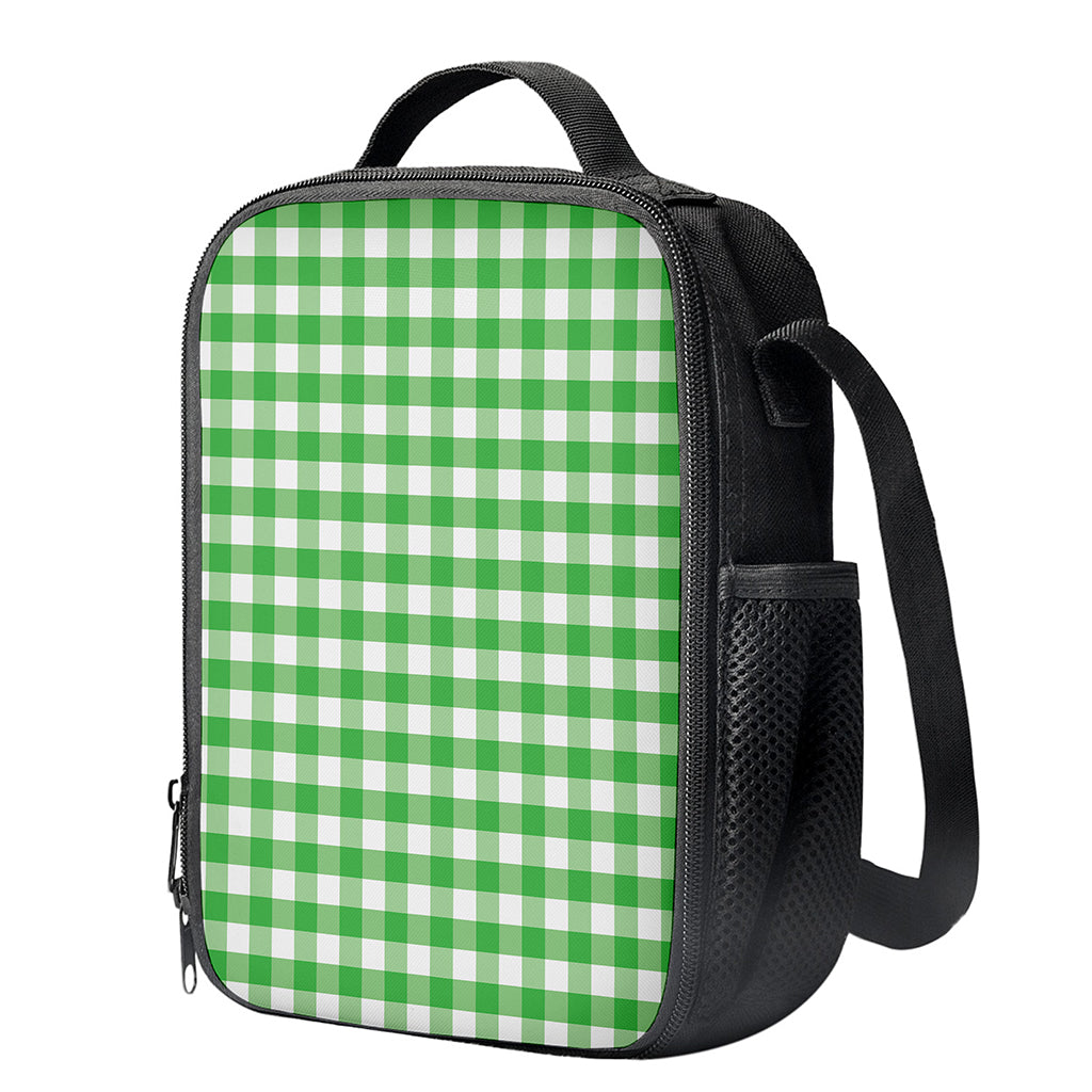 Green And White Gingham Pattern Print Crossbody Lunch Bag