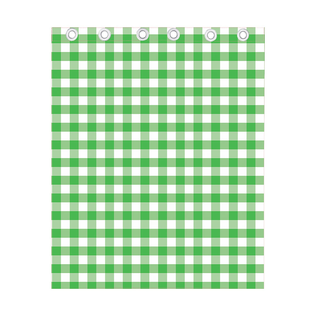 Green And White Gingham Pattern Print Curtain