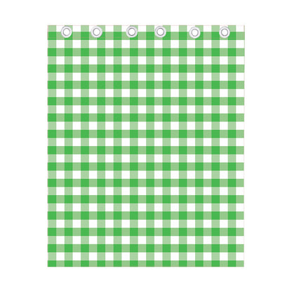 Green And White Gingham Pattern Print Curtain