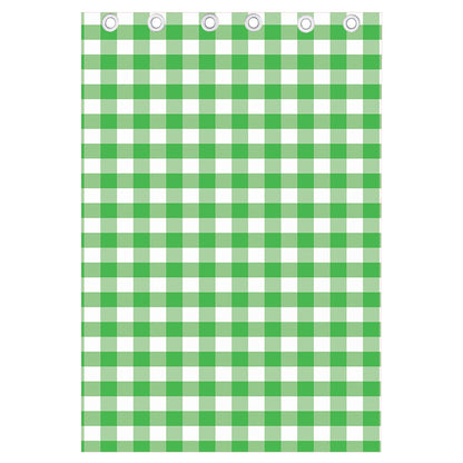 Green And White Gingham Pattern Print Curtain