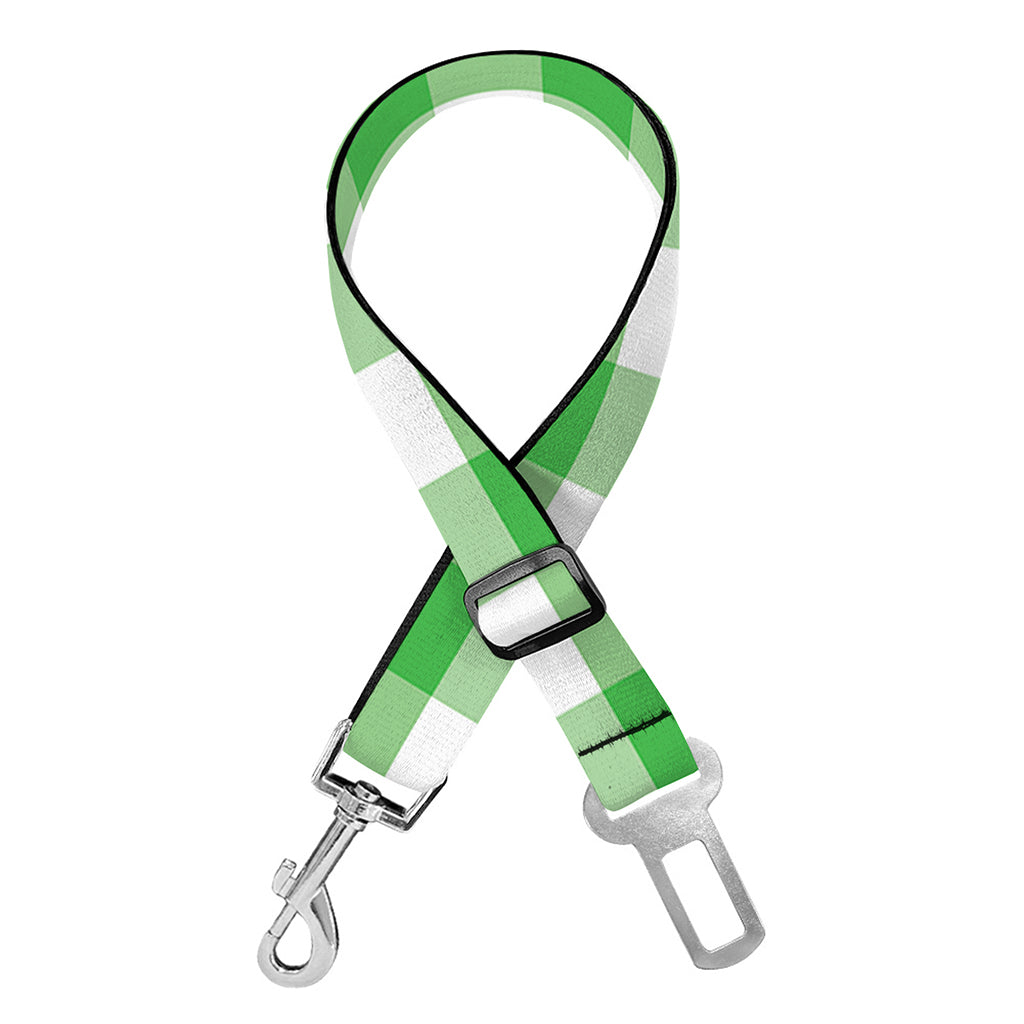 Green And White Gingham Pattern Print Dog Seat Belt