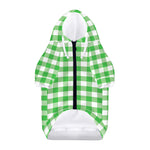 Green And White Gingham Pattern Print Dog Zip Up Hoodie