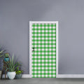 Green And White Gingham Pattern Print Door Sticker