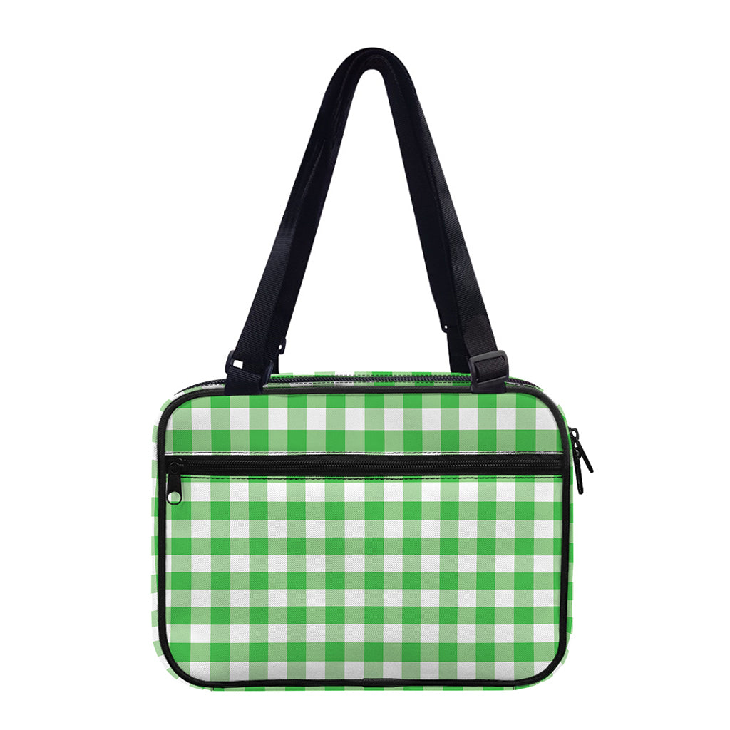 Green And White Gingham Pattern Print Double Strap Bible Bag