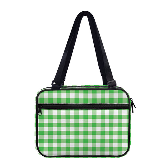 Green And White Gingham Pattern Print Double Strap Bible Bag