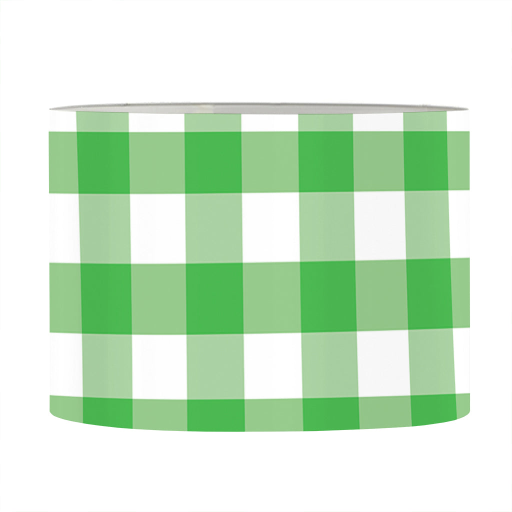 Green And White Gingham Pattern Print Drum Lamp Shade