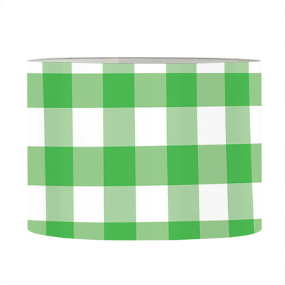 Green And White Gingham Pattern Print Drum Lamp Shade
