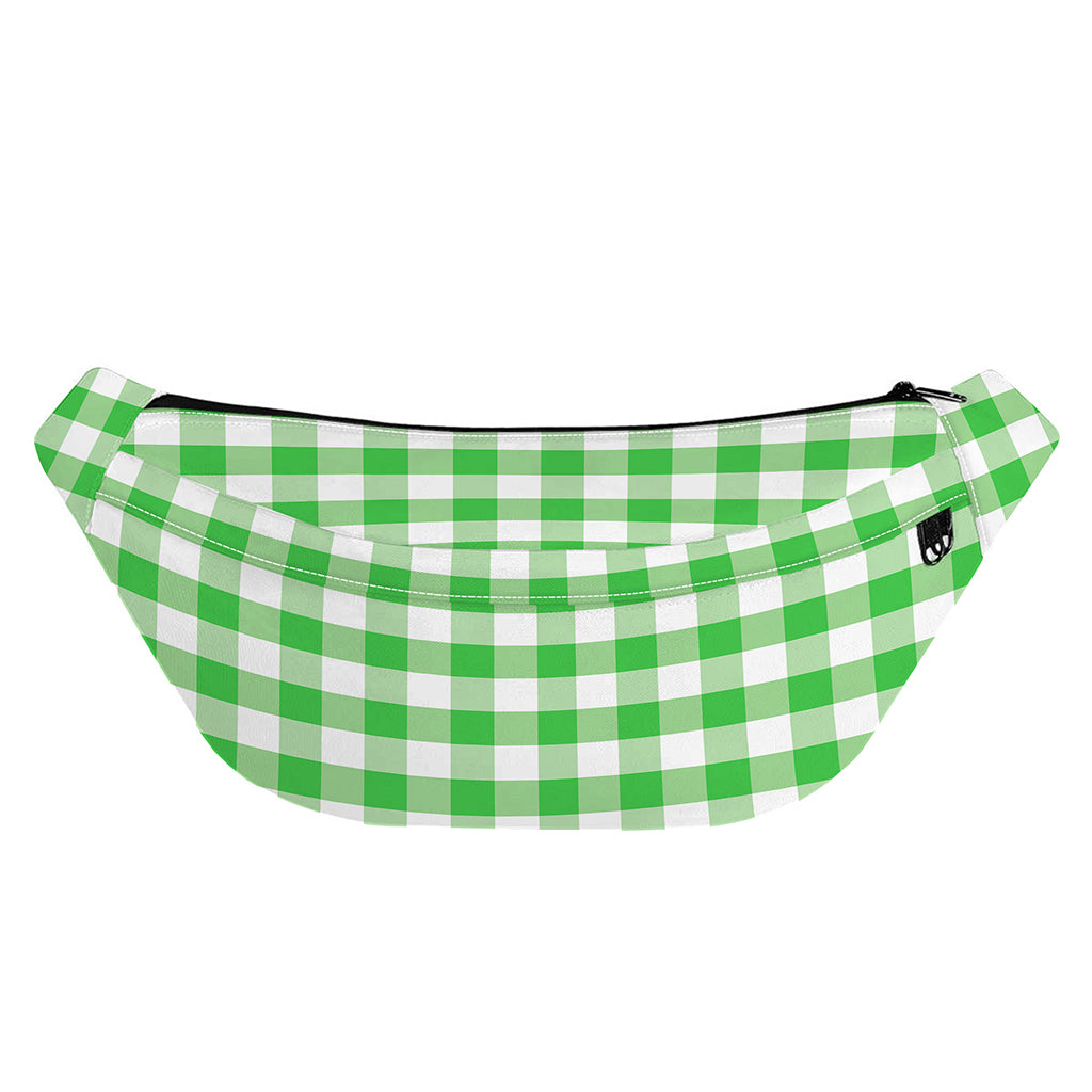 Green And White Gingham Pattern Print Fanny Pack