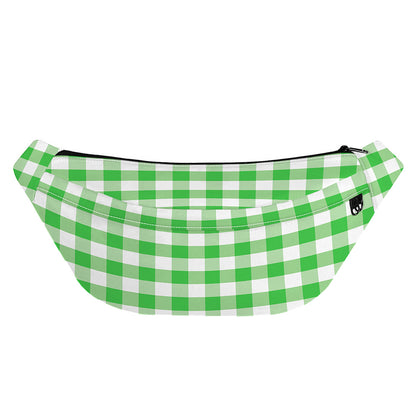 Green And White Gingham Pattern Print Fanny Pack