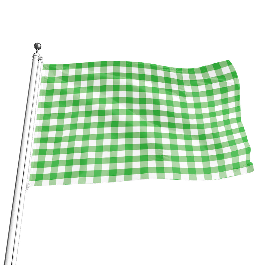 Green And White Gingham Pattern Print Flag