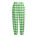 Green And White Gingham Pattern Print Fleece Lined Knit Pants