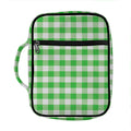 Green And White Gingham Pattern Print Front Pocket Bible Bag