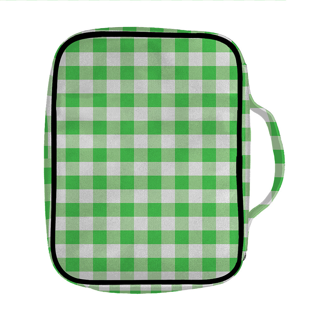 Green And White Gingham Pattern Print Front Pocket Bible Bag