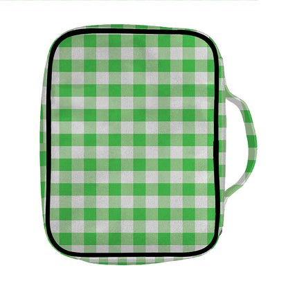 Green And White Gingham Pattern Print Front Pocket Bible Bag