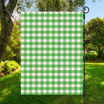 Green And White Gingham Pattern Print Garden Flag