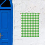 Green And White Gingham Pattern Print Garden Flag