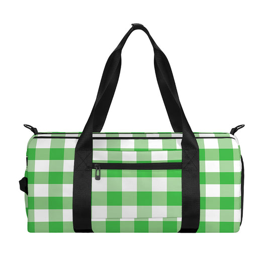 Green And White Gingham Pattern Print Gym Bag