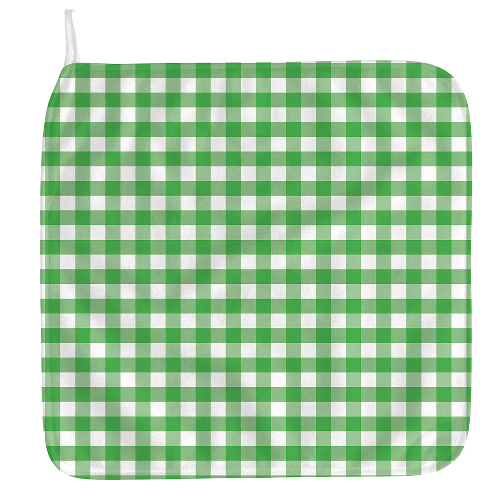 Green And White Gingham Pattern Print Hand Towel
