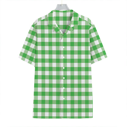 Green And White Gingham Pattern Print Hawaiian Shirt