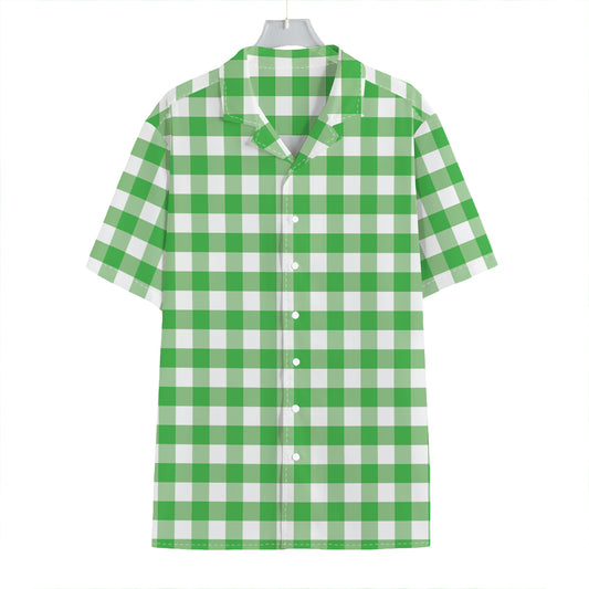 Green And White Gingham Pattern Print Hawaiian Shirt