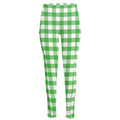 Green And White Gingham Pattern Print High-Waisted Pocket Leggings