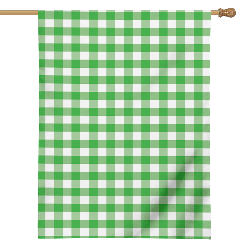 Green And White Gingham Pattern Print House Flag