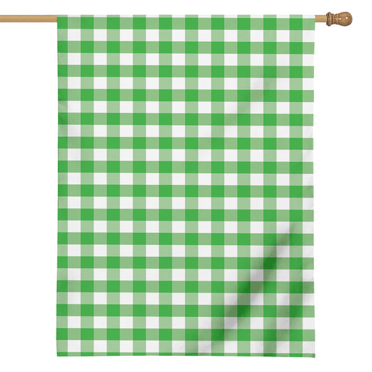 Green And White Gingham Pattern Print House Flag