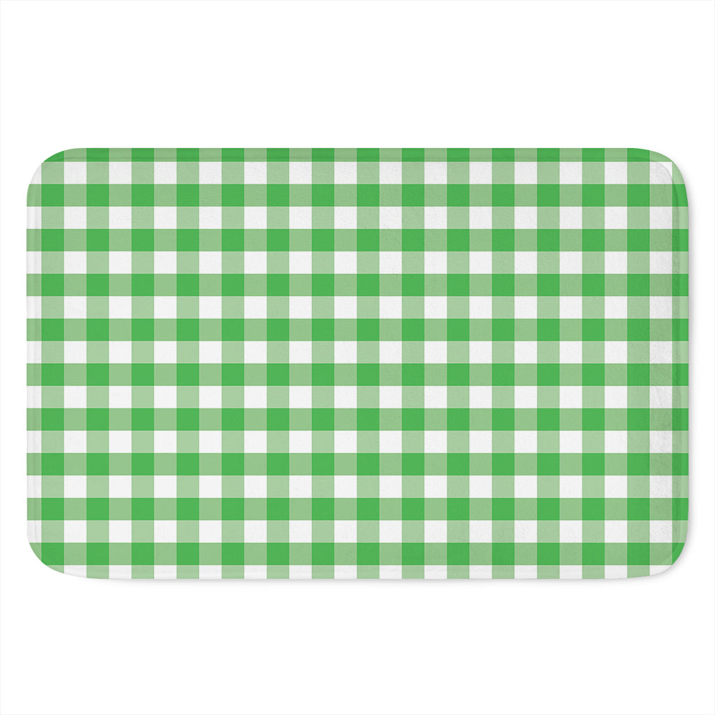 Green And White Gingham Pattern Print Indoor Door Mat