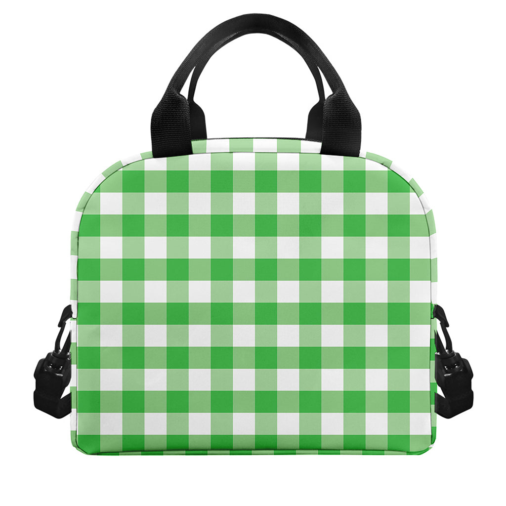 Green And White Gingham Pattern Print Insulated Lunch Bag
