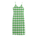 Green And White Gingham Pattern Print Jersey Midi Cami Dress