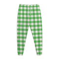 Green And White Gingham Pattern Print Jogger Pants