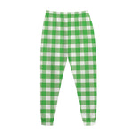 Green And White Gingham Pattern Print Jogger Pants