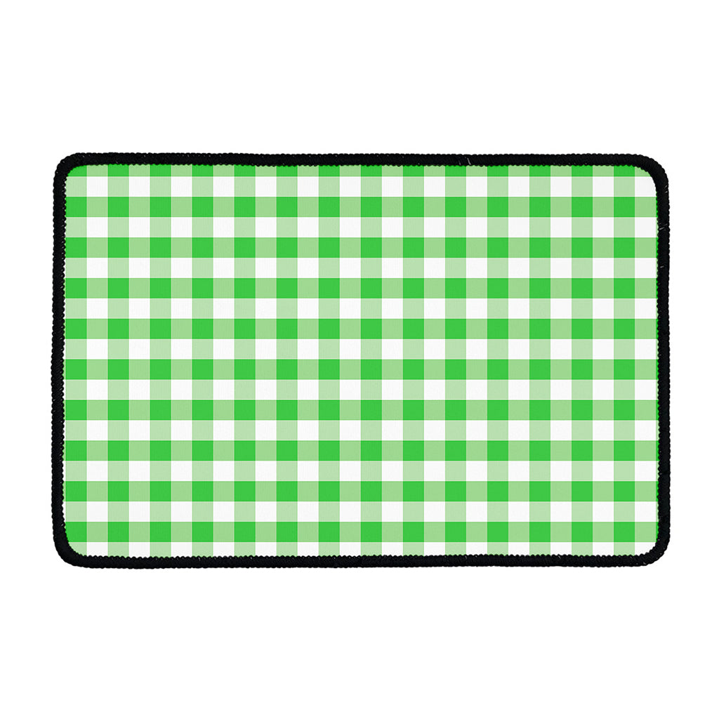 Green And White Gingham Pattern Print Kitchen Mat