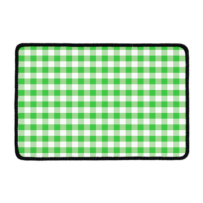 Green And White Gingham Pattern Print Kitchen Mat
