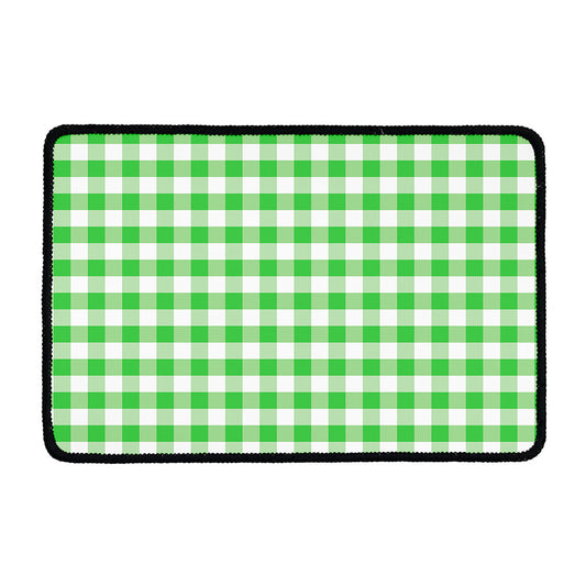 Green And White Gingham Pattern Print Kitchen Mat