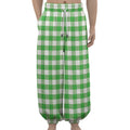 Green And White Gingham Pattern Print Lantern Pants