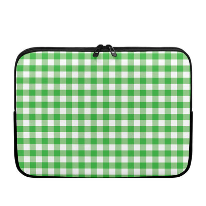 Green And White Gingham Pattern Print Laptop Sleeve