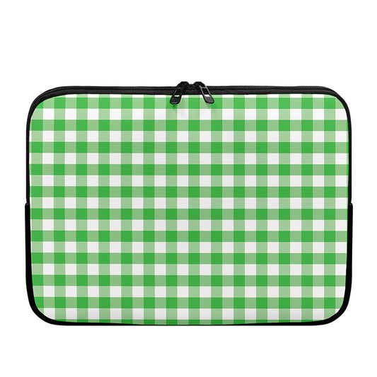 Green And White Gingham Pattern Print Laptop Sleeve