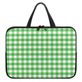 Green And White Gingham Pattern Print Laptop Sleeve With Handle